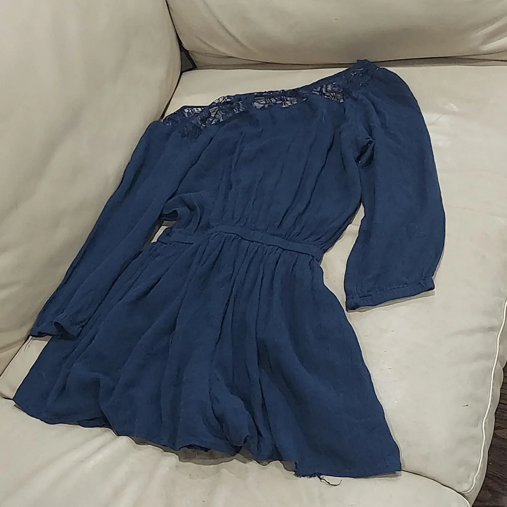 Abercrombie Kids Navy Lace button Accent Romper size M - Picture 6 of 7